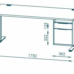 Schreibtisch EDJUST - Edelbuche - höhenverstellbar - Container rechts - 175x80 cm -Günstiges Büro Geschäft 9004916600 03 1600Wx1600H