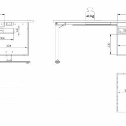 Schreibtisch EDJUST - Edelbuche - höhenverstellbar - Container rechts - 175x80 cm -Günstiges Büro Geschäft 9004916600 04 1600Wx1600H