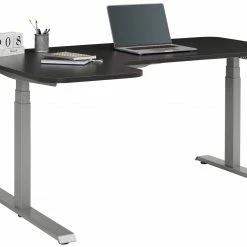 Schreibtisch EDJUST - anthrazit - höhenverstellbar - 160x105 cm