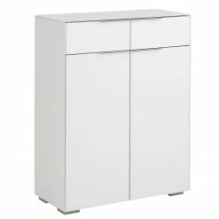 Aktenschrank - Weißglas - 2 Schubladen - 80 cm breit