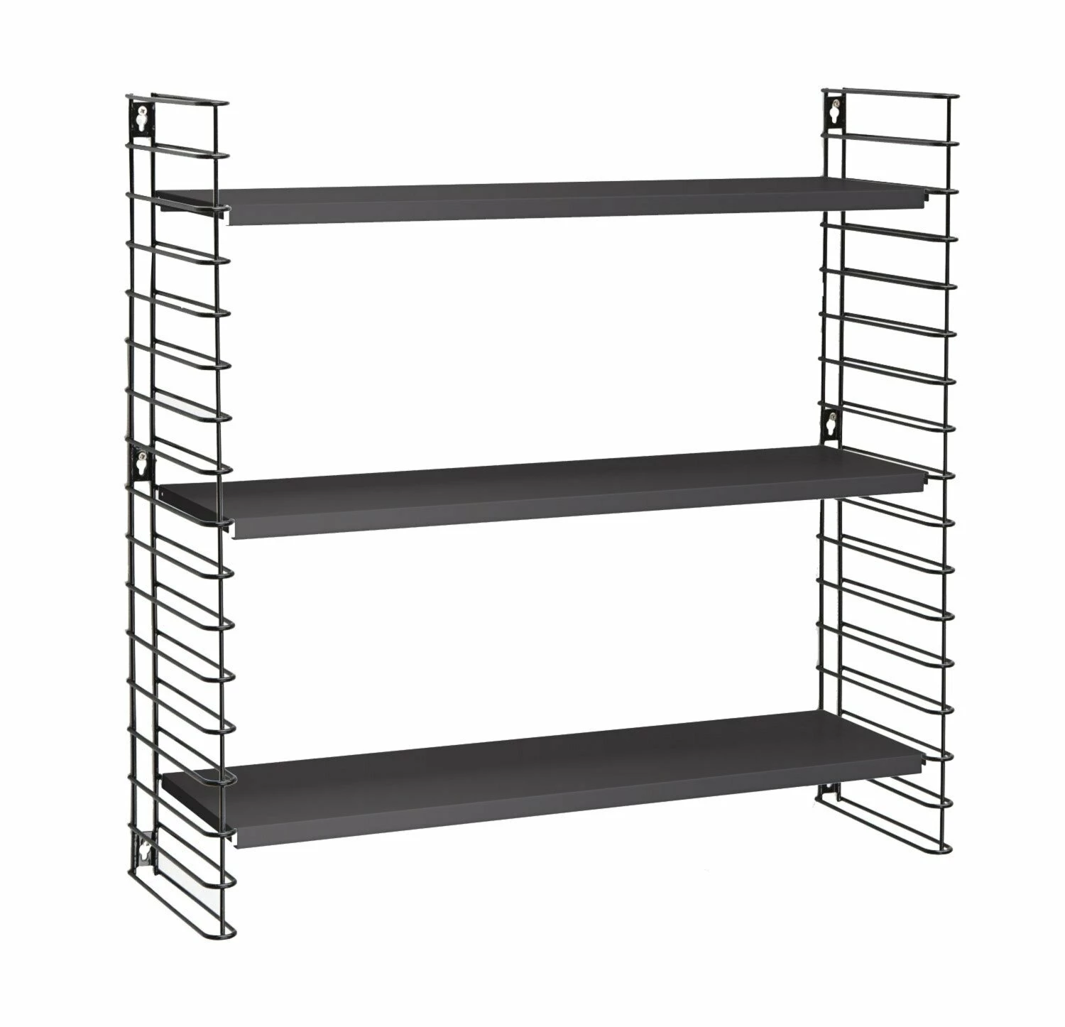 Wandregal - schwarz - Metall - 70 cm breit 3 Wandregal - schwarz - Metall - 70 cm breit