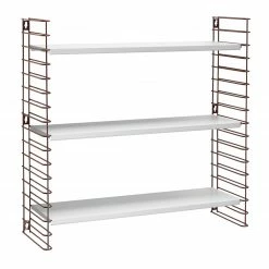 Bücherregal - weiß-bronze - 3 Ablagen - 70 cm