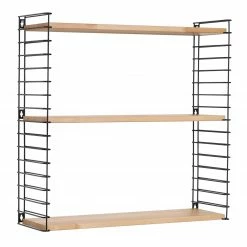 Bücherregal - Buche-schwarz - 3 Ablagen - 70 cm