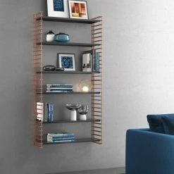 Wandregal - Polytherm - kupfer-schwarz - 3 Ablagen -Günstiges Büro Geschäft 9005170700 03 1600Wx1600H