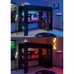 Hochbett ONLINE 1 - schwarz - mit Schreibtisch - 90x200 cm -Günstiges Büro Geschäft 9005177300 03 1600Wx1600H