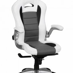 Chefsessel - weiß - grau - Lederoptik