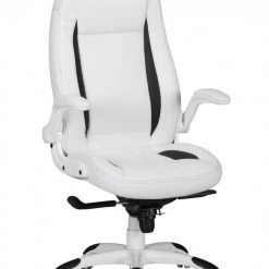 Drehstuhl - weiß - Lederoptik