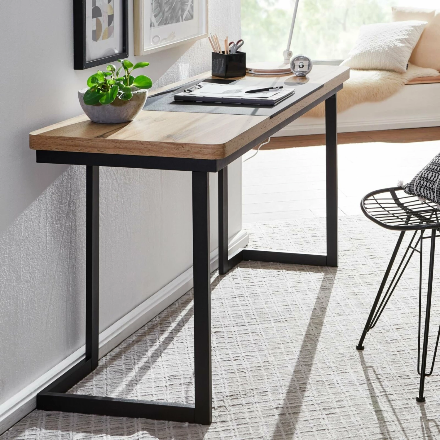 Schreibtisch - braun-schwarz - 140 cm 4 Schreibtisch - braun-schwarz - 140 cm – Bild 2