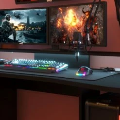 Gamertisch GAMING - schwarz - mit LED - Farbwechsel -Günstiges Büro Geschäft 9005299900 03 1600Wx1600H