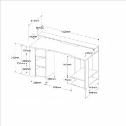 Gamertisch GAMING - schwarz - mit LED - Farbwechsel -Günstiges Büro Geschäft 9005299900 04 1600Wx1600H