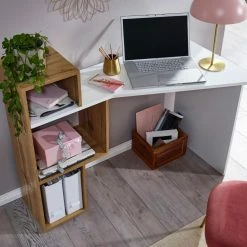 Schreibtisch - weiß-Eiche - 120 cm breit -Günstiges Büro Geschäft 9005338600 03 1600Wx1600H