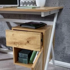 Schreibtisch - Eiche-weiß - Holz - 120 cm breit -Günstiges Büro Geschäft 9005338700 04 1600Wx1600H