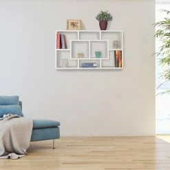 Wandregal - weiß - Holz - 8 Fächer - 85 cm breit -Günstiges Büro Geschäft 9005339300 03 1600Wx1600H