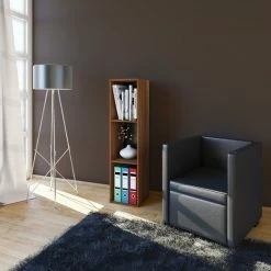 CD/DVD-Sammel-Regal MENDAS - Kern-Nussbaum - 3-Fach - 34 cm -Günstiges Büro Geschäft 9005454800 03 1600Wx1600H