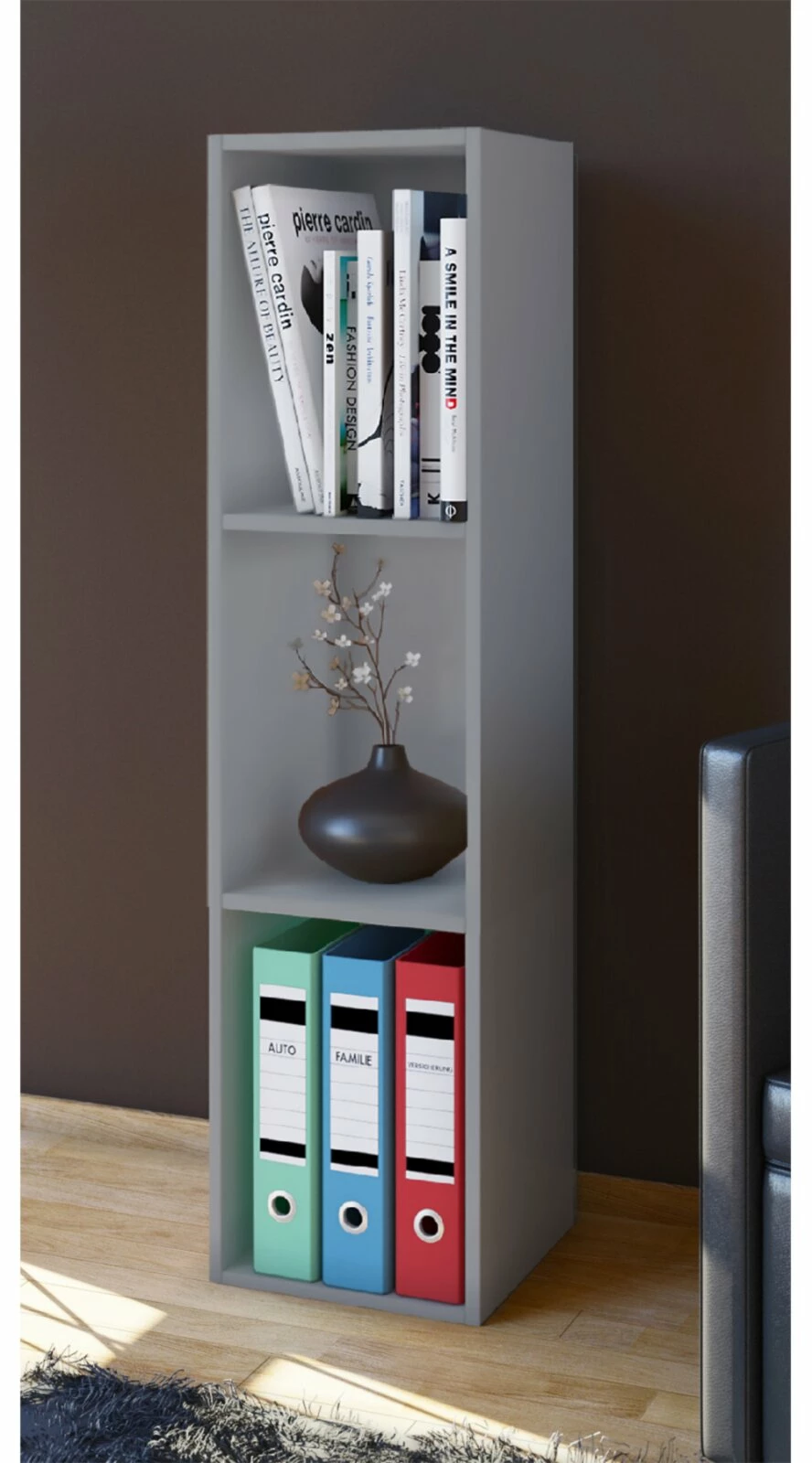 CD/DVD-Sammel-Regal MENDAS - grau - 3-Fach - 34 cm 4 CD/DVD-Sammel-Regal MENDAS - grau - 3-Fach - 34 cm – Bild 2