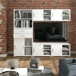 6-teiliges Wohnwand-Set MOVER - weiß -Günstiges Büro Geschäft S000079700 02 1600Wx1600H